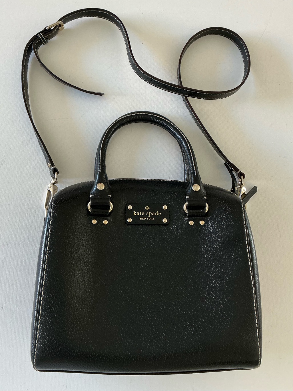 Kate Spade Wellesley Alessa Black Pebbled Leather Satchel Crossbody Bag
